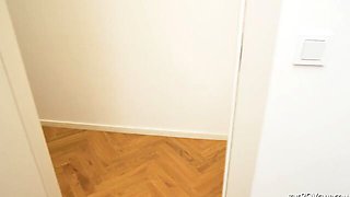 Cheerful squeeze at closeup blowjob action