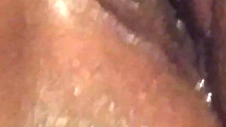 Closeup Spreading My Wet Black Shaved Pussy