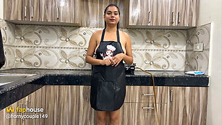 MILF Sara Caught Naked in the Kitchen! Stepson Banged Her Hard! Hindi