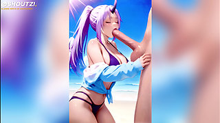 Shion From That Time I Got Reincarnated as a Slime, Does a Perfect Deepthroat with Your Long Penis and Will Swallow All Your Cum