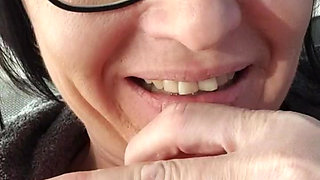 Julie satisfies herself in the relaxation room of a public sauna