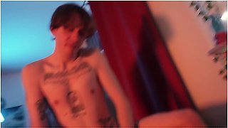 Spitroasting Our Hot Tattooed Friend - German Amateur Threesome With Strap-on