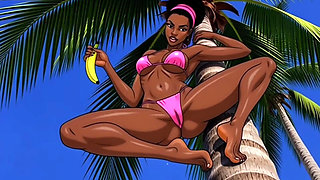 Beach Slutty: Sexy African Girl Enjoys Life on a Paradise Beach and Unexpectedly Meets a Lustful White Guy