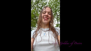 Crazy Shameless Girl Playing in the Rain
