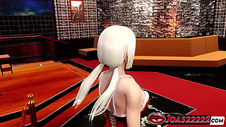 Christmas Blowjob with Sexy Blonde with Big Tits - Stuck in a Wall 3D Animation