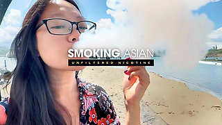 Darkside Smoking Asian: Dirty Cigarette Filter Progression + Striptease