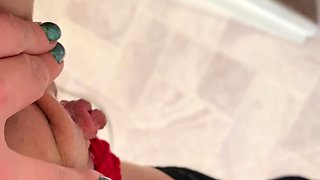Mega breasted MILF blonde fingers her chubby cunt