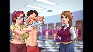 Large, summertime saga cartoon, 3d