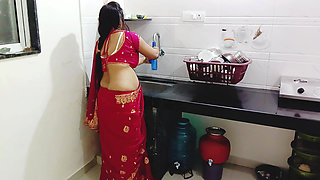 Desi Sister-in-law Fucked While Cleaning in the Kitchen While Talking Sexy Things