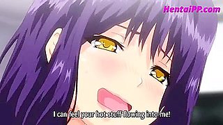 Have a classmate boy come to the room and put out a chin for an erotic anime beautiful girl and blowjob to handjob