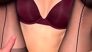 Lovely Amateur teen brunette masturbating outdoor