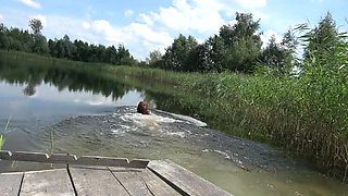 Hera Harding Wrinkled Feet After Naked Outdoor Swim - Hairy Mature Solo Amateur