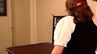 Sexy amateur redhead teen double dildo action