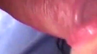 Horny brunette swallows cum