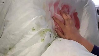 Shy Roommate Surprise! Lesbian Threesome & Cunnilingus Under Blanket