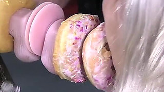 Bad Bad MILFs Take the Donut Dildo Deepthroat Challenge
