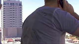 Blonde gal and 2 fellows enjoy gang sex