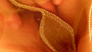 Pantyhose fetish femdom dirty talk, cuckold and CEI sexy point of view POV video squirt masturbation