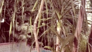 Sexy beautiful ass brunette babe outdoor solo