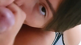 She Woke up to Be Mouth Fucked - Hot Brunette Teen 18yo Ready to Give Hardcore Blowjob in POV