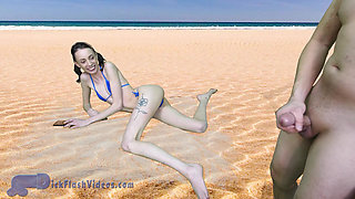 Petite Teen Aria Haze gets Dick-Flashed at the Beach CFNM