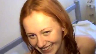 Student legal age teenager British hotty, Alana Smith, washroom and jack off