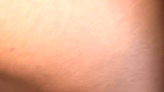 Busty curly brunette with big boobs fucks on couch