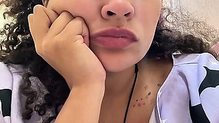 Gassy Milk-intolerant Girl on the Toilet and Farting