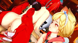 Zenless Zone Zero - FFM Yuzuha and Alice Swap Cock and Take Turns Riding - 3D Hentai Animations