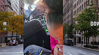 Thai MILF big cock car blowjob in public
