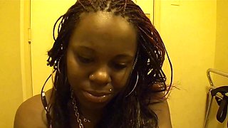 Beautiful black beauty gives a great blowjob in a homemade porn video.