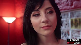 Predicament bondage dyke whipped and assfucked by lezdom