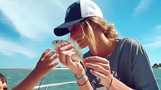 Blonde Hentai Raceplayer MILF Lilly Gaddis Fishes in Bikini on Boat