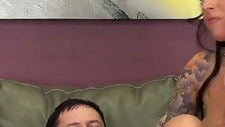 Tattooed Alternative Big Tits Hardcore Cock Ride and Footjob Live