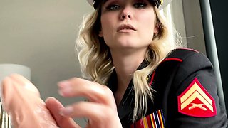 POV amateur blonde slut blowing monster dick in the bus