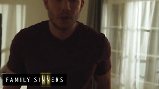 FAMILY SINNERS - Ash-blonde COUGAR Spurts Her Towel For Her Son-in-law-In-Law And Deep throats His Pulsing Sausage