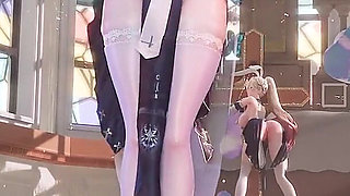 Featured Aponia - Nun with Phone Number Striptease, White Stockings, Plump Big Butt, Nipple Piercings, Jiggling Big Tits