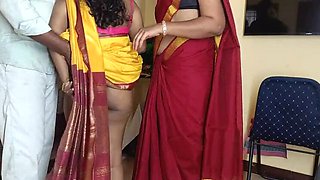 Homemade Indian Housewife Threesome - Tamil Maid & Teacher Fuck in 4K