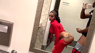 Genevieve Sinn Deep Throats Sevyan Harden's Huge BBC in Public Restroom - POV Blowjob & Cumshot