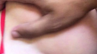 Tan stud gives a POV blowjob to his big cock