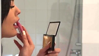 Sexy and Hot Slim College Girl Takes Her Panties off to Flash Tight Shaved Pussy Under Her Skirt