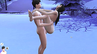Public Sex on winter season snowing