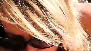 Blowjob in a public place from a blonde GF