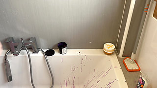 chubby bbw washes feet huge natural tits pussy and bum in the shower while you watch her soapy body and tattoos