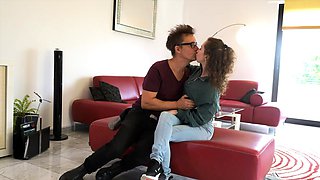 Curly haired beauty gets fucked