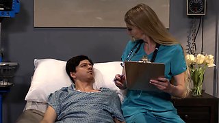 Aroused Trans Woman nurse suck the dick of patient