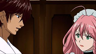 Kinky dude loves to fuck some busty maids in his office hentai